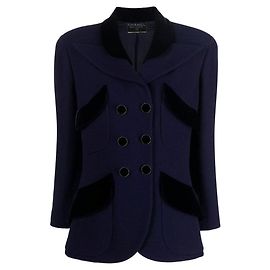 Casaco Chanel de lã roxa com detalhes em veludo Roxo