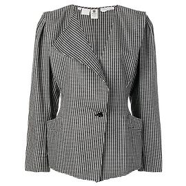 Emanuel Ungaro Black and White Checked Cotton Jacket Black
