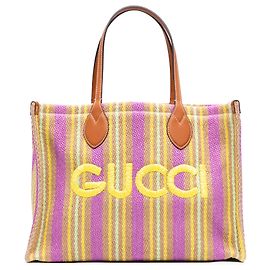 Saco Shopper Tote Gucci Medium em juta roxa com logótipo bordado Roxo