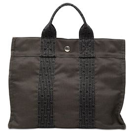 Sac Tote Hermès Herline PM en toile gris Gris