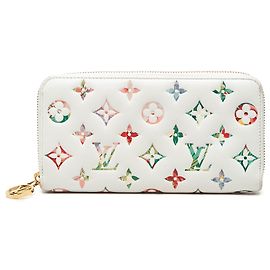 Portefeuille long Louis Vuitton Monogram Garden Zippy Blanc Blanc