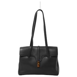 Céline Celine Sac 16 Medium Bolsa de ombro em couro Cinza Cinza