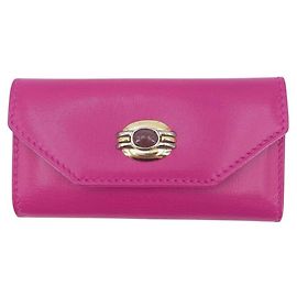 Gucci Vintage Pink Leather 4 Key Case Keyring with Cabochon Pink