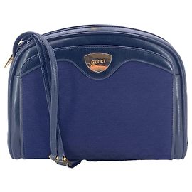 Gucci Borsa a tracolla Shield in pelle e tela Monogram blu vintage Micro Blu