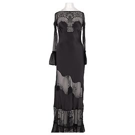 Autre Marque Sleeping with Jacques Black Silk Dress Black