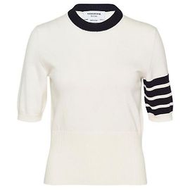 Thom Browne Diagonal Armband Hector Intarsia Classic Knit White Weiß