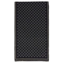 Gucci Sciarpa in lana jacquard GG Nero Verde scuro Verde