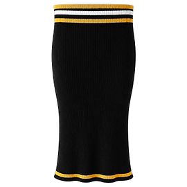 Gonna in maglia a coste con dettagli a righe Prada Primavera 2014 Nero