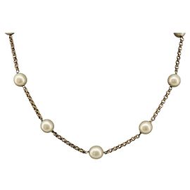 Collier CHANEL Métal Doré Blanc CC Auth bs36551 Blanc Autre