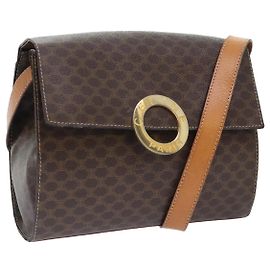 Céline CELINE Macadam Canvas Schultertasche PVC Leather Brown Auth 89824 Braun