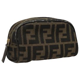 FENDI Zucca Canvas Clutch Braun Schwarz Auth fm4029 Braun Schwarz