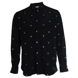 Autre Marque Saint Laurent, Camicia in seta floreale con ricami 2018 Nero D'oro