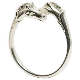 Bracciale Galop Doppio Hermès Argento 1985s Bracciale in Argento Sterling Hermes Argento