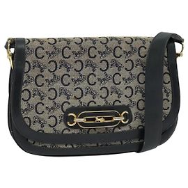 Céline Borsa a tracolla CELINE C Sulky Canvas Navy Gold Auth 121724 D'oro Blu navy