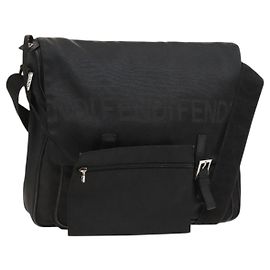 Bolso de hombro FENDI Nylon Black Silver Auth bs24965 Negro Plata