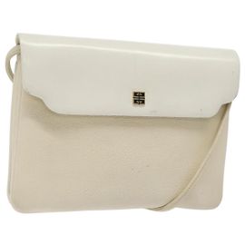 Bolsa de ombro GIVENCHY em couro branco e dourado Auth BA1549 Branco Dourado