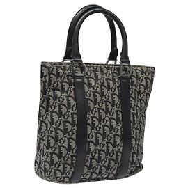 Sac à main Christian Dior Trotter Canvas Noir Argent Auth bs25227 Noir Argenté