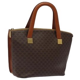 Céline Borsa a mano CELINE Macadam Canvas PVC Leather Brown Gold Auth 119138 Marrone D'oro