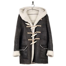 Rick Owens AW17 Leder-Schafsleder Duffle-Mantel Grau