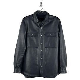 Rick Owens AW22 'Strobe' Leather Porterville Overshirt Black