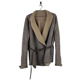 Rick Owens AW10 'Gleam' Belted Shearling Leather Jacket Brown