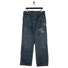 Dolce & Gabbana AW03 Double-Knee Denim Cargo Pants Blue