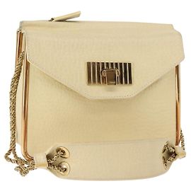 Chloé Bolso de hombro Chloe Sally de piel Beige Gold Auth bs29994 Beige Dorado