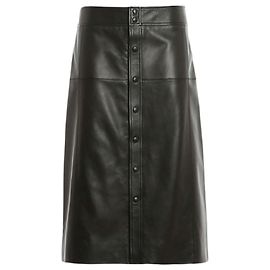 Saint Laurent Falda midi de cuero negro con botones frontales Negro