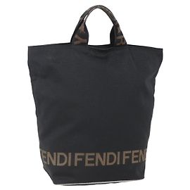 FENDI Hand Bag Nylon Black Auth ep11928 Black