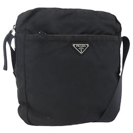 Bolso de hombro PRADA Nylon Black Silver Auth ka123 Negro Plata