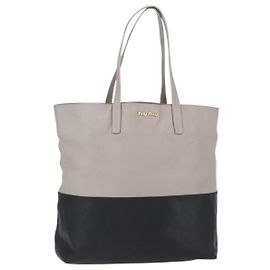 Borsa Tote Miu Miu in pelle Nero Grigio Auth BA8020 Marrone Nero