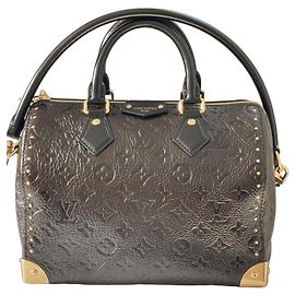 Louis Vuitton Speedy Trunk 25 Monogram Saga Acajou Leather Handbag Dark brown