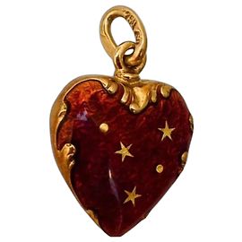 Charm Faberge Heart Roja Dorado