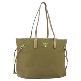 PRADA Handtasche Nylon Khaki Gold Auth 159131 Golden Khaki