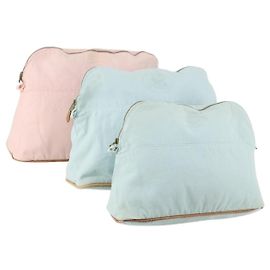 Hermès HERMES Bolide Pouch Canvas 3 Set Light Blue Pink Auth 156298 Rosa Azul claro