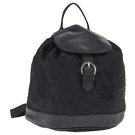 Mochila Salvatore Ferragamo Gancini Nylon Preto Prata Auth 155204 Preto Prata