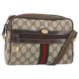 Bolsa GUCCI GG Supreme Web Sherry Line PVC Beige Gold 010 378 Auth ep12276 Bege Dourado
