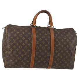 LOUIS VUITTON Monogram Keepall 50 Boston Bag M41426 LV Auth 155487 Monogram
