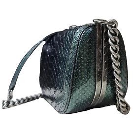 Chanel Python Leather Evening Bag Dark green