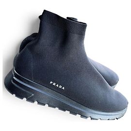 Black Prada fabric sock sneakers Black