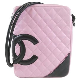 Bolsa de Ombro Chanel Cambon Line 25178 Preto Rosa