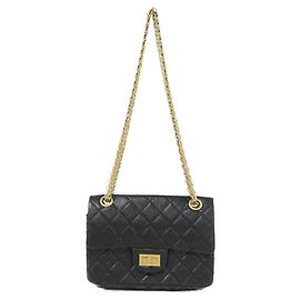Bolsa de ombro Chanel AS0874 em couro de bezerro preto Preto