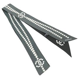 Sciarpa Foulard in Seta Chanel Marrone Nero Bianco