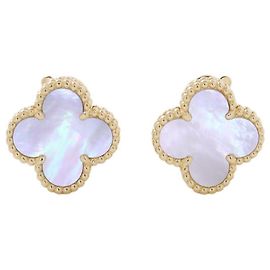 Pendientes Alhambra Van Cleef & Arpels Blanco Dorado