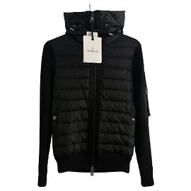 Casaco Híbrido Moncler Preto em Malha e Nylon Preto