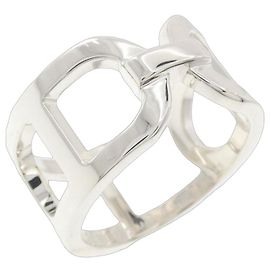 Hermes Hermès Ever Chaine d'Ancre Ring Silvery