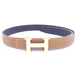 Hermès Cinto Reversível Hermes Mini H 24mm Marrom Preto