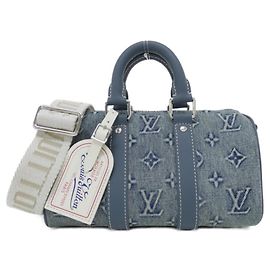 Bolsa Boston Louis Vuitton Monogram Wash Keepall Bandoulière 25cm Azul