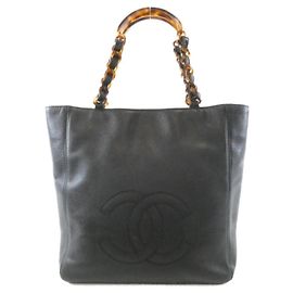 Bolsa Chanel em couro de bezerro granulado preto Preto