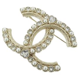Chanel Clear and Gold Brooch White Golden Other